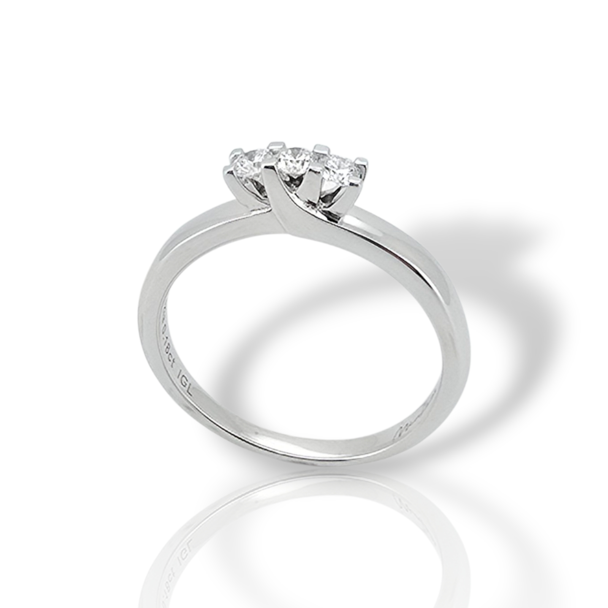΄΄Tre Fiamme΄΄ White gold TRILOGY ring k18 with 3 diamonds (code IBMM47/444)